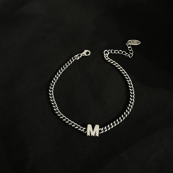 Sterling Silver 26 English Letter Bracelet Female Minority - Trendha