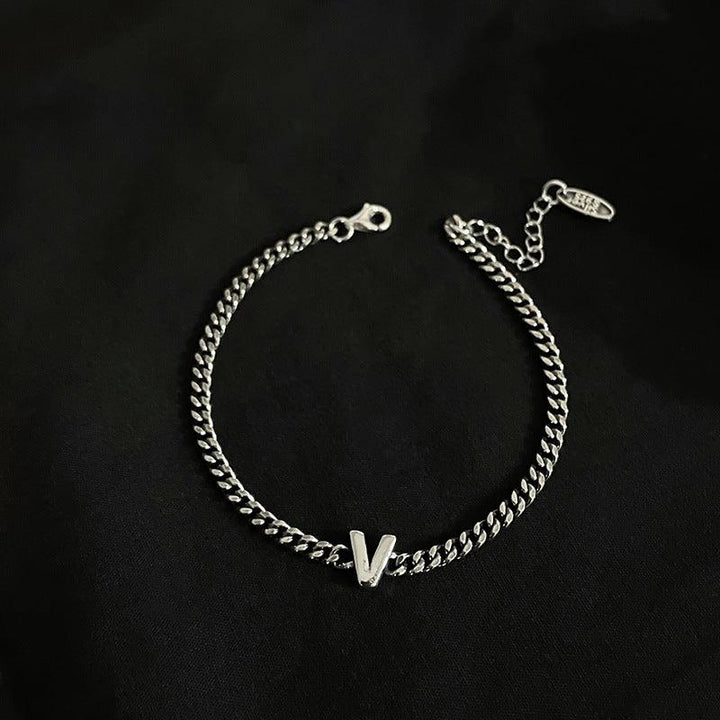 Sterling Silver 26 English Letter Bracelet Female Minority - Trendha
