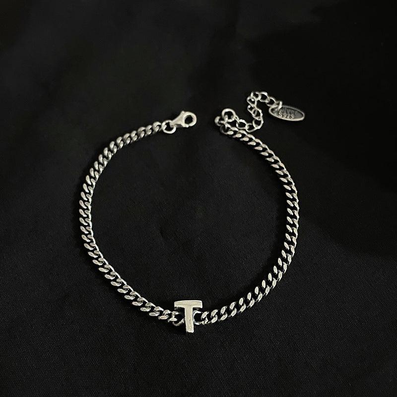 Sterling Silver 26 English Letter Bracelet Female Minority - Trendha