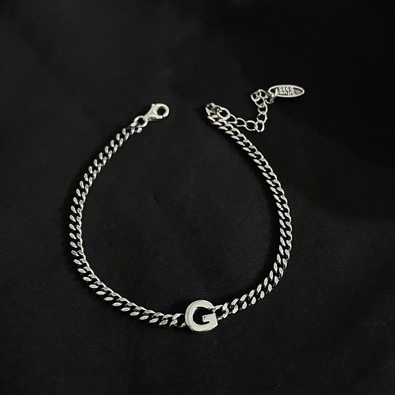 Sterling Silver 26 English Letter Bracelet Female Minority - Trendha