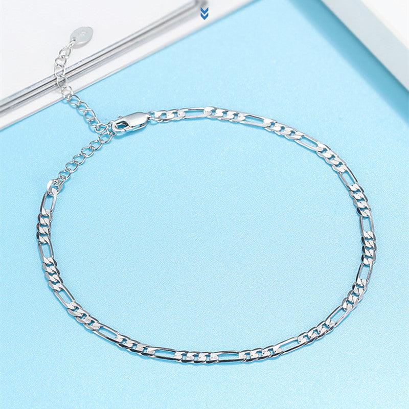 Sterling Silver Anklet Car Flower Chain