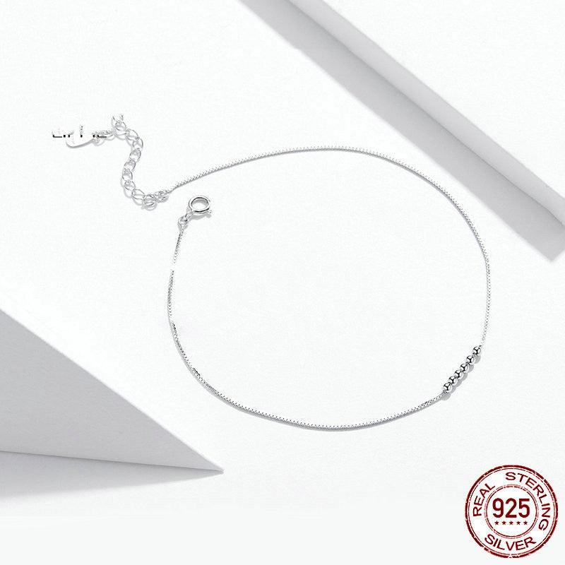 Sterling Silver Anklet Platinum Plated Simple Fashion - Trendha