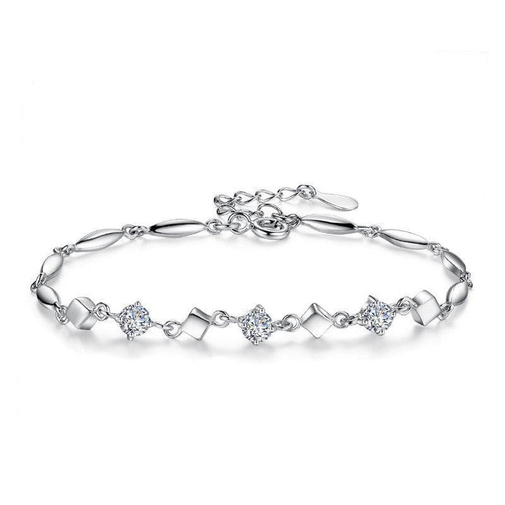 Sterling Silver Bracelet With Diamond Zirconia Stones Ladies - Trendha