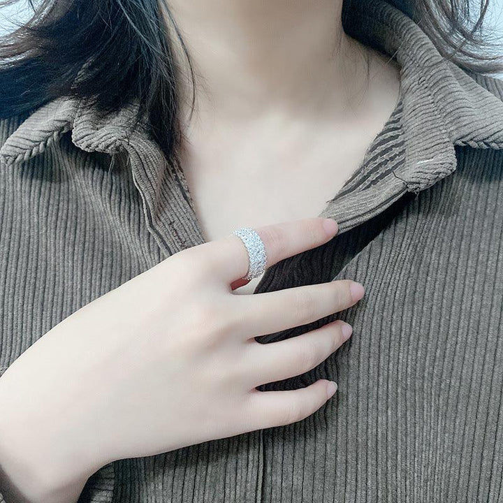 Sterling Silver Multi-row Luxury Zircon Ring - Trendha