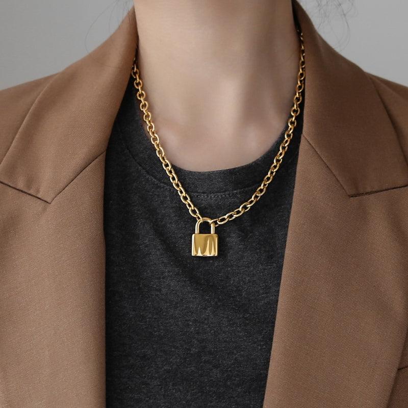 Thick Chain Lock Head Fashion Necklace