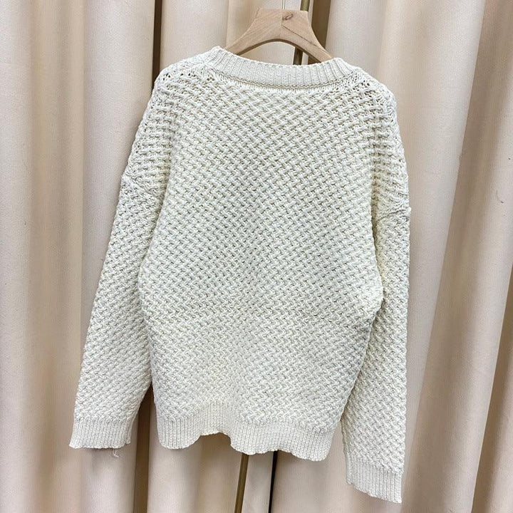 Tiger Crochet Embroidery Wool Sweater Sweater Women's Lazy Wind Thick Needle Top - Trendha