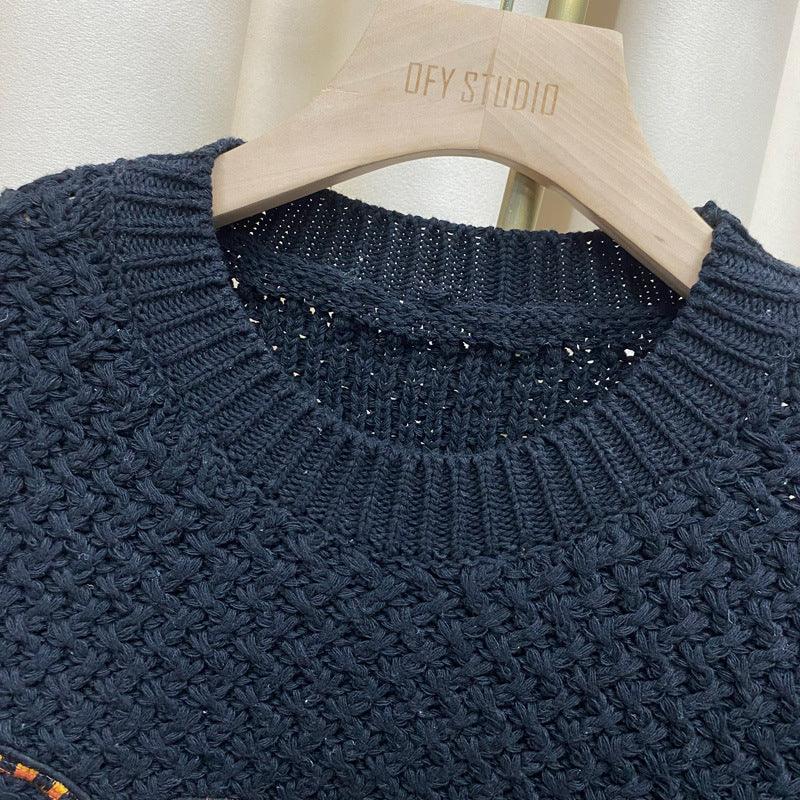 Tiger Crochet Embroidery Wool Sweater Sweater Women's Lazy Wind Thick Needle Top - Trendha