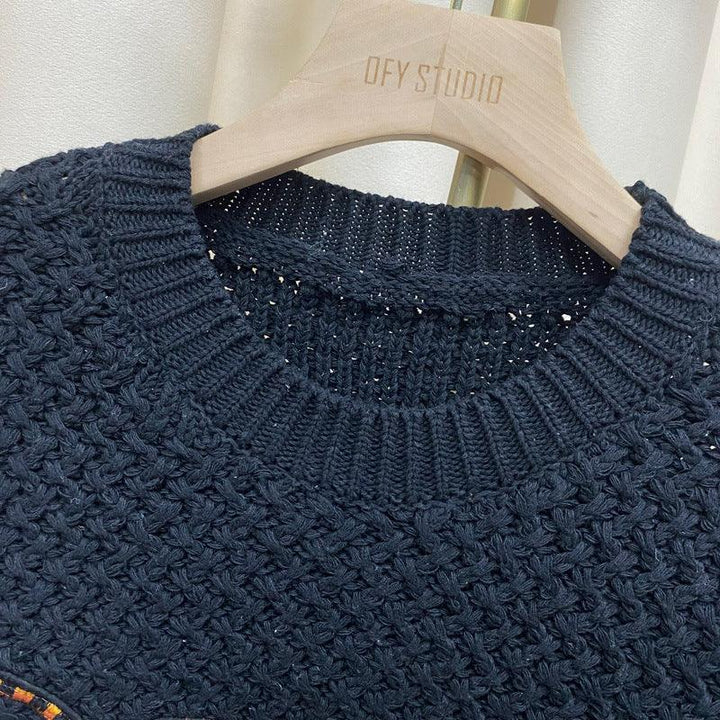 Tiger Crochet Embroidery Wool Sweater Sweater Women's Lazy Wind Thick Needle Top - Trendha