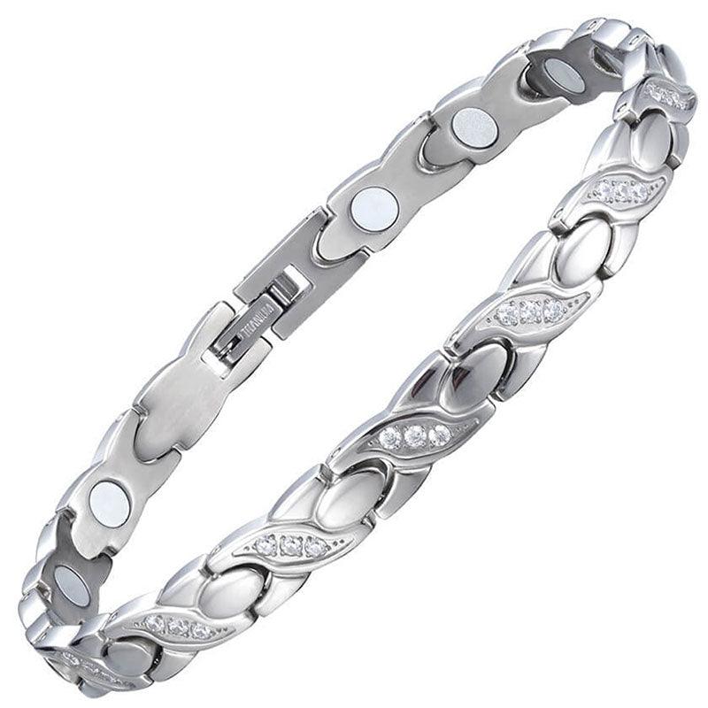Titanium Germanium Magnet Bracelet Crossed CNC Zircon - Trendha