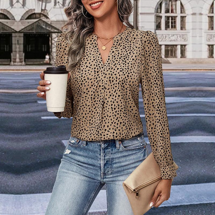 Top Fall Women's Clothing Commute Style Long Sleeve Leopard-print Shirt - Trendha