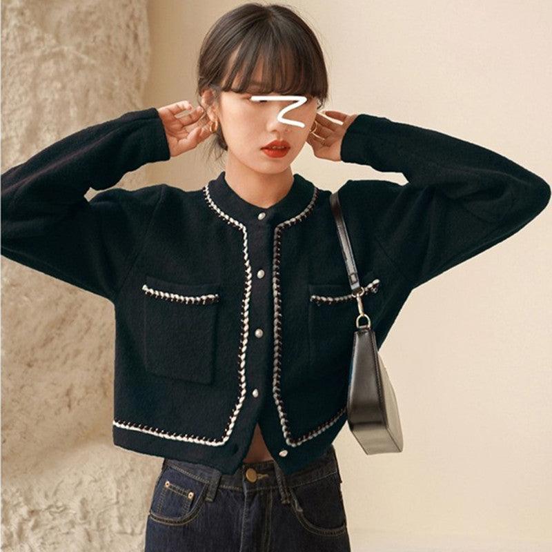 Top Women's Sweater Short Style Red Knitted Sweater Cardigan Coat - Trendha