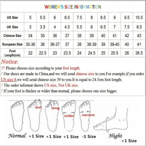 Size and product reference for Thick-Soled Velcro Women's Hollow Sandals