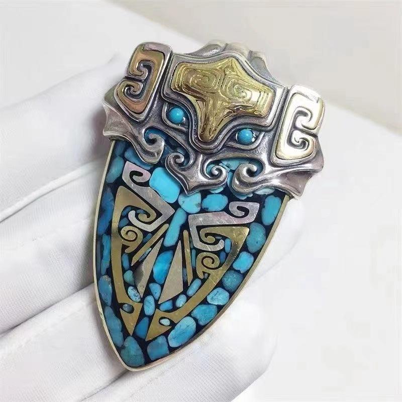 Ulan Flower Tao Tie Shield Necklace Pendant - Trendha