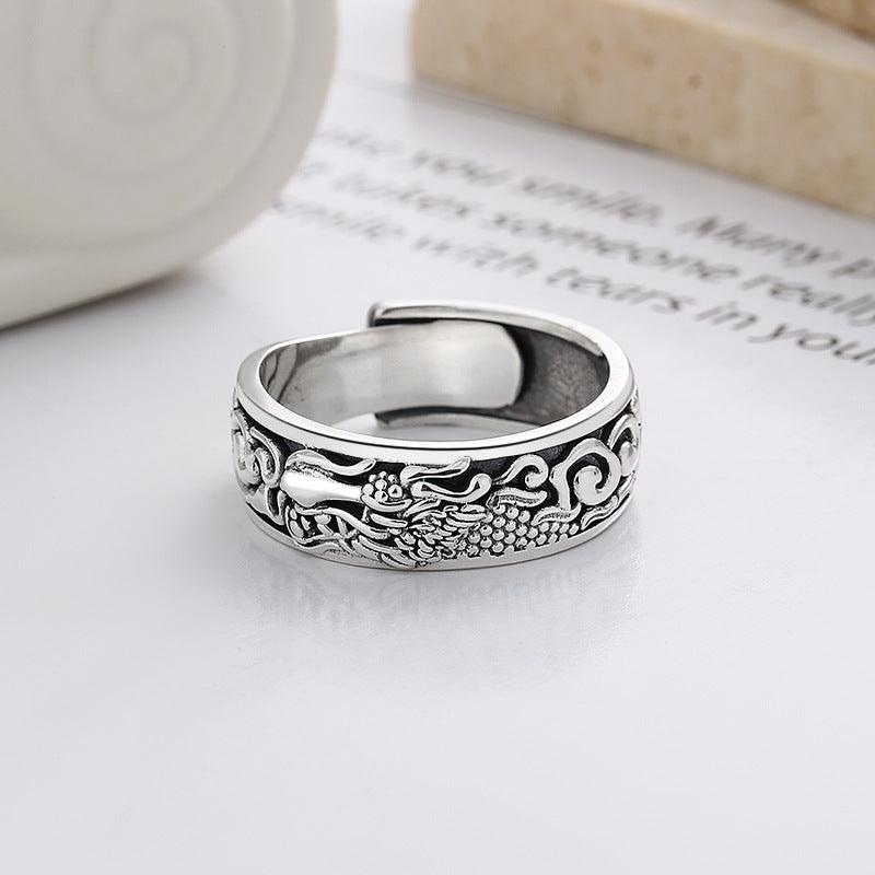 Vintage Distressed National Trendy Style Literary Creativity Dragon Ring - Trendha
