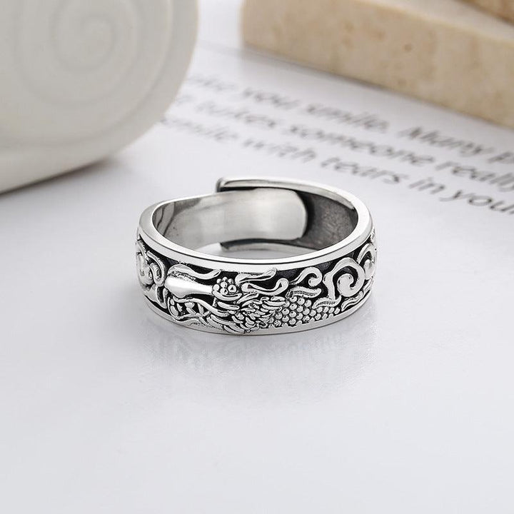 Vintage Distressed National Trendy Style Literary Creativity Dragon Ring - Trendha