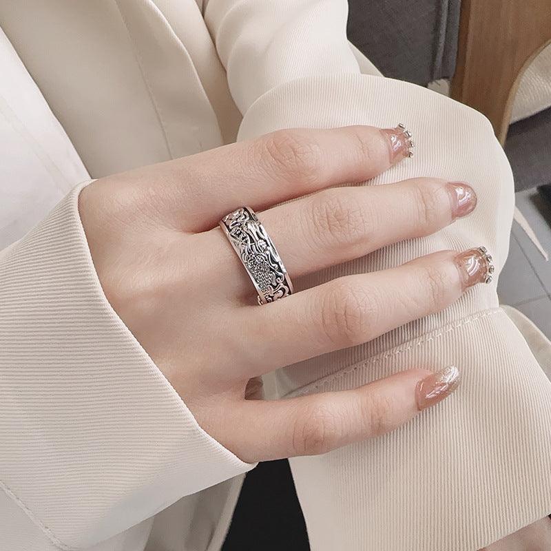 Vintage Distressed National Trendy Style Literary Creativity Dragon Ring - Trendha
