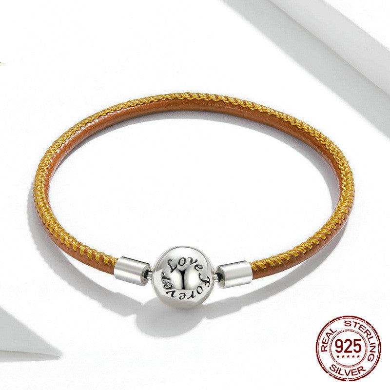 Vintage Leather Bracelet Basic Chain French Style - Trendha