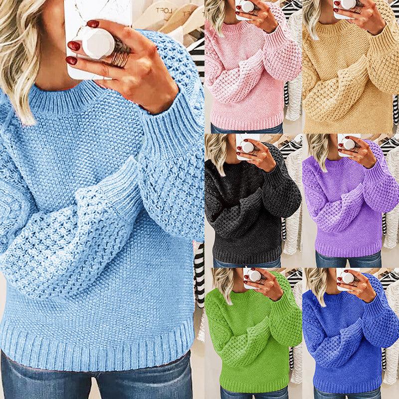 Warm Sweater Versatile Solid Color Outerwear Knitted Pullover For Women - Trendha