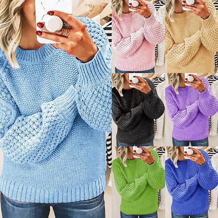 Warm Sweater Versatile Solid Color Outerwear Knitted Pullover For Women - Trendha