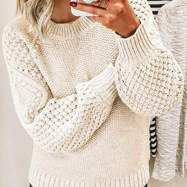 Warm Sweater Versatile Solid Color Outerwear Knitted Pullover For Women - Trendha