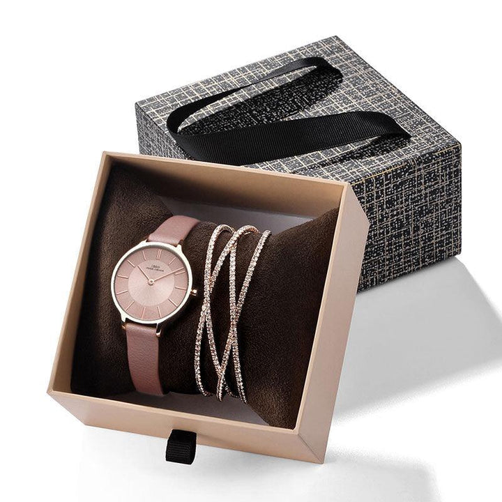 Watch Exquisite Drawer Box Crystal Bracelet Watch Set Source - Trendha