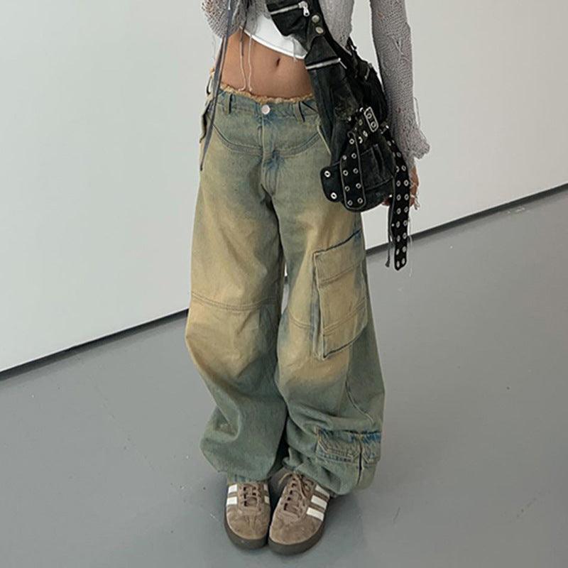 Women's Asymmetric Raw-Hem Straight-Leg Jeans