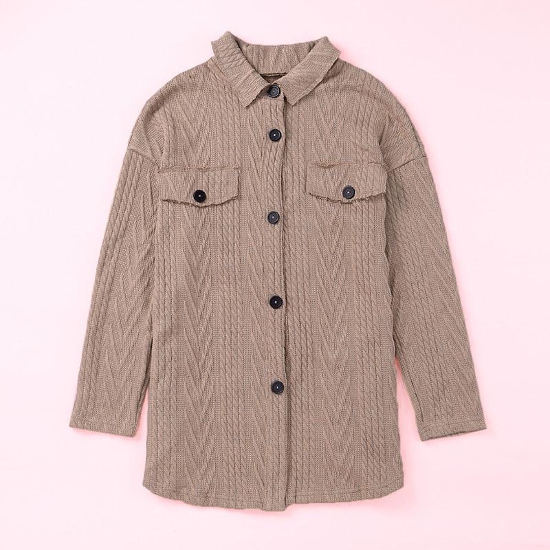 Women's Autumn Winter Shirt Three-dimensional Jacquard Long-sleeved Casual Jacket - Trendha