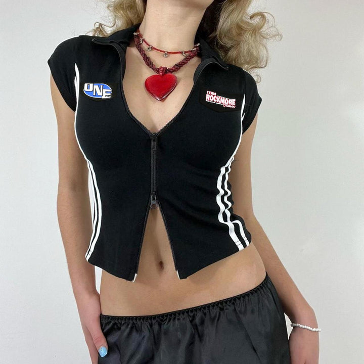 Women's Contrast Color Braid Patchwork Lapel T-shirt - Trendha