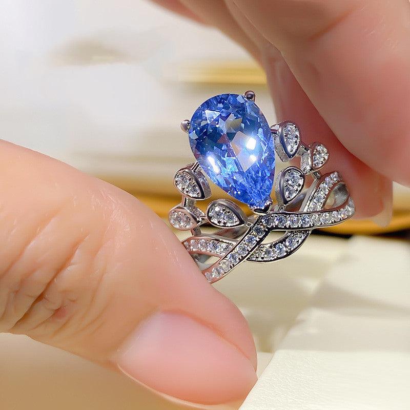 Women's Crown 925 Sterling Silver 5 Karat High Carbon Rhinestone Ring - Trendha