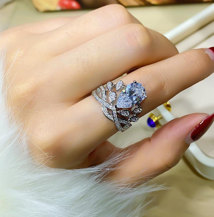 Women's Crown 925 Sterling Silver 5 Karat High Carbon Rhinestone Ring - Trendha