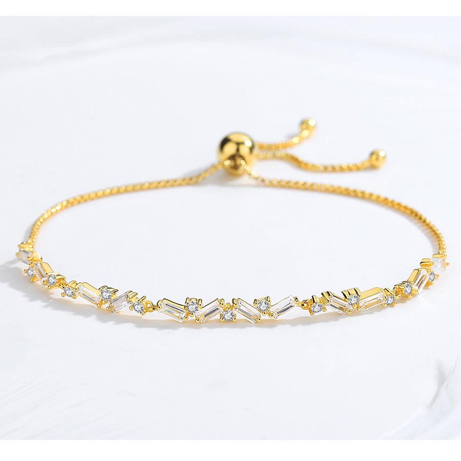 Women's Fashion Sterling Silver Bracelet With Zirconia Stones - Trendha