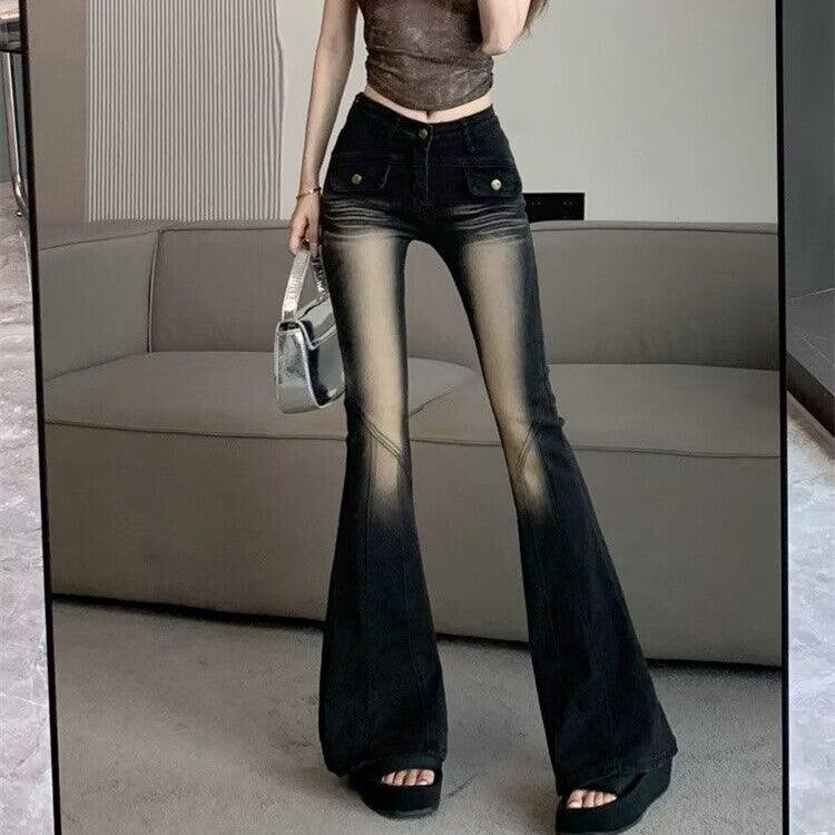 Women's Fashionable Retro Gradient Color Flared Jeans