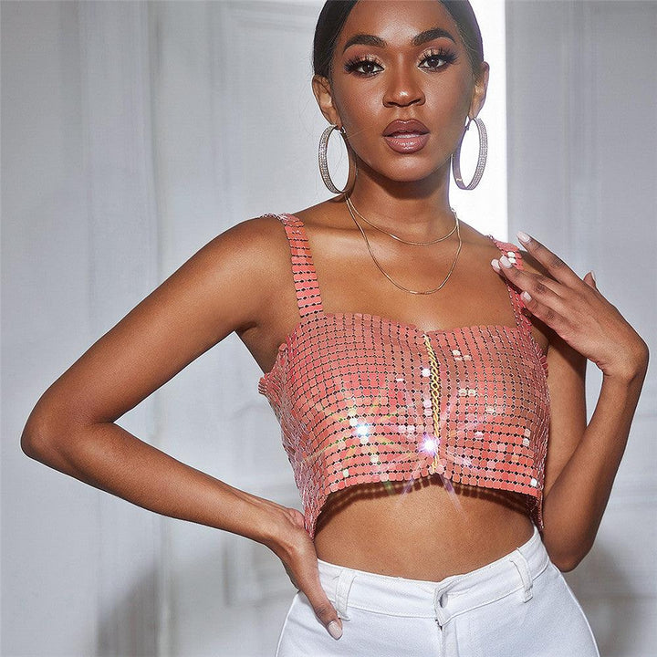 Women's Metal Sequins Chain Strap Tube Top - Trendha