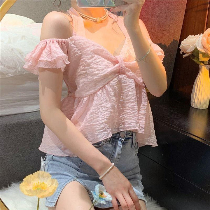 Women's New Sweet French Hanging Neck Strap Tank Top - Trendha