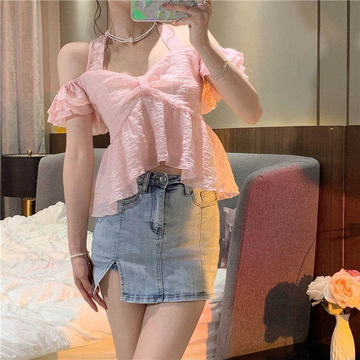 Women's New Sweet French Hanging Neck Strap Tank Top - Trendha