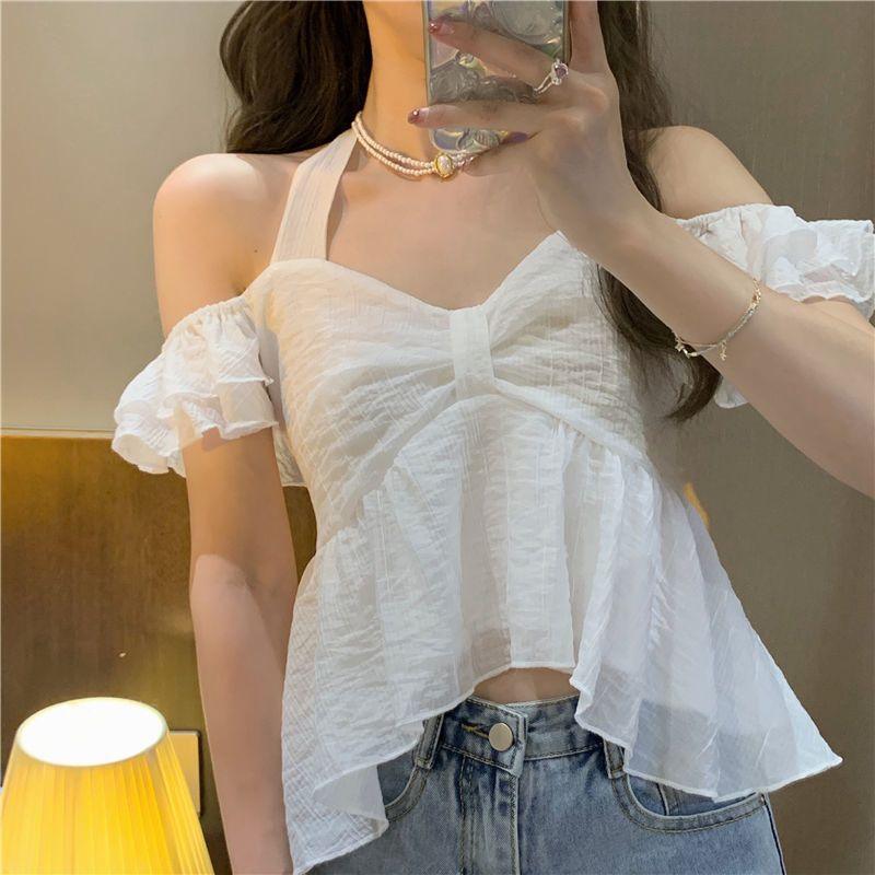 Women's New Sweet French Hanging Neck Strap Tank Top - Trendha