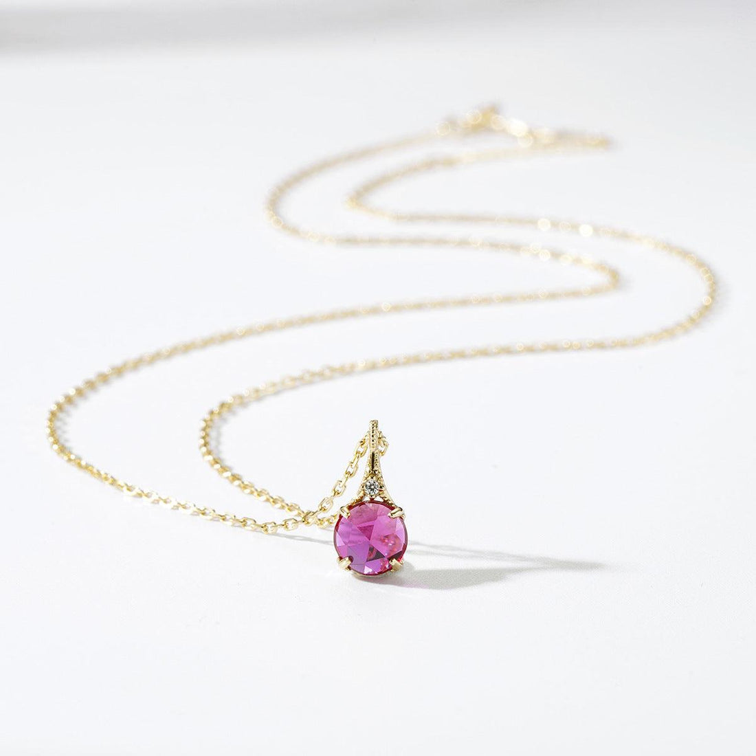Women's Red Corundum Zircon Necklace