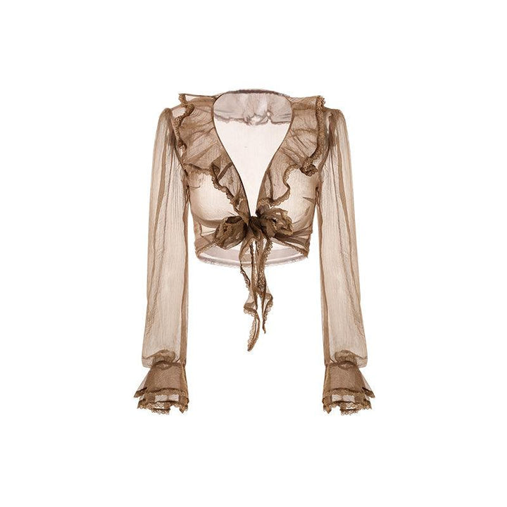 Women's Ruffle Trim Crop Lightweight Sun Protection Cover-up - Trendha