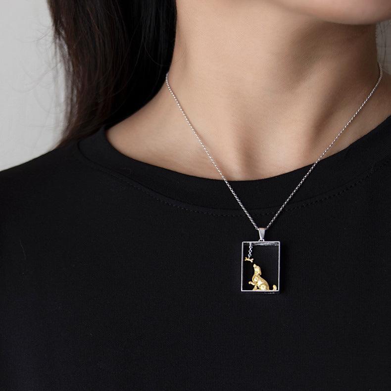 Golden Retriever Dog Pendant in Silver