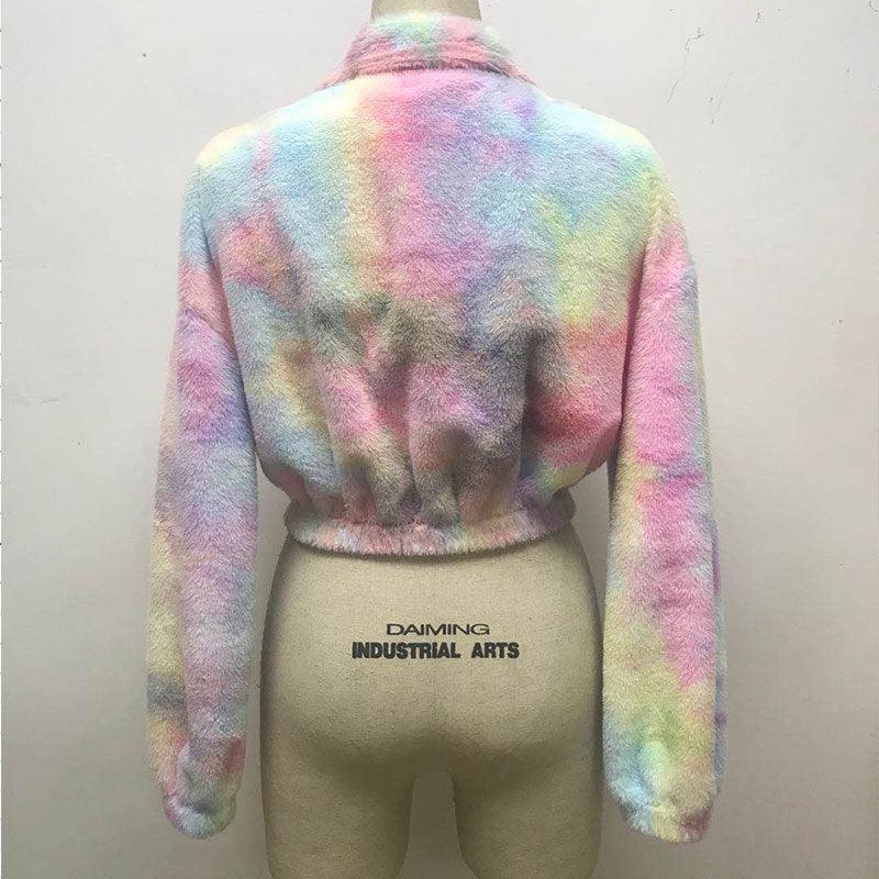 Women's Tie Dyed Plush Contrast Sweater - Trendha