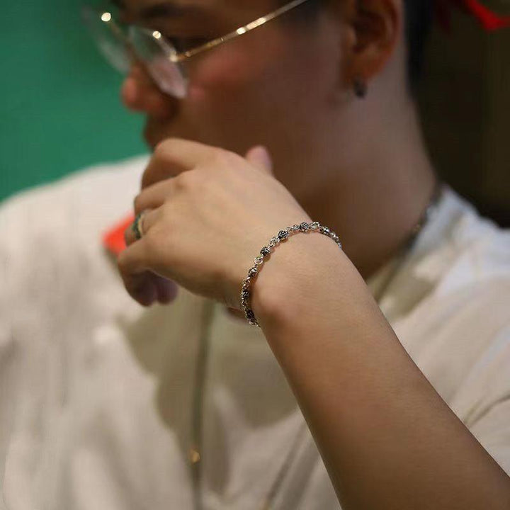 Women's Vintage Rose Silver Bracelet - Trendha