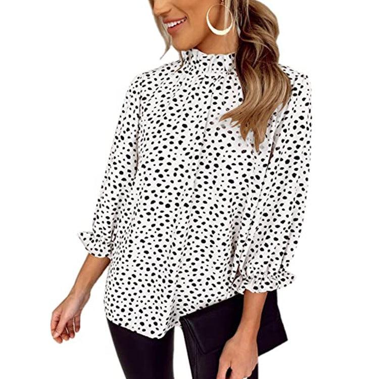 Women Top Casual Floral Print Long Sleeve Pleated Loose Little-girl Style Clothes Shirt - Trendha