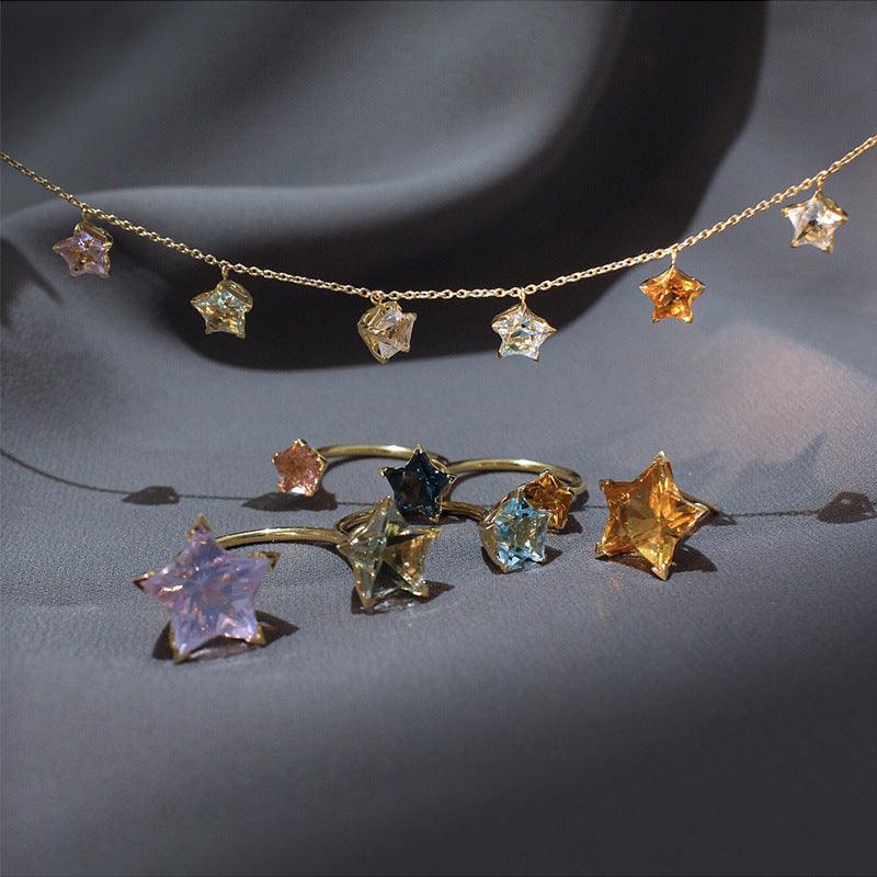 Zircon Star Necklace Collar Chain