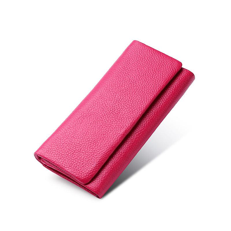 Ladies Wallet In Lychee Pattern Head Layer Cowhide - Trendha