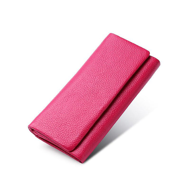 Ladies Wallet In Lychee Pattern Head Layer Cowhide - Trendha