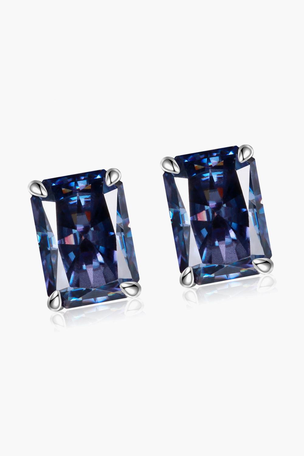 2 Carat Rectangle Moissanite 4-Prong Stud Earrings - Trendha