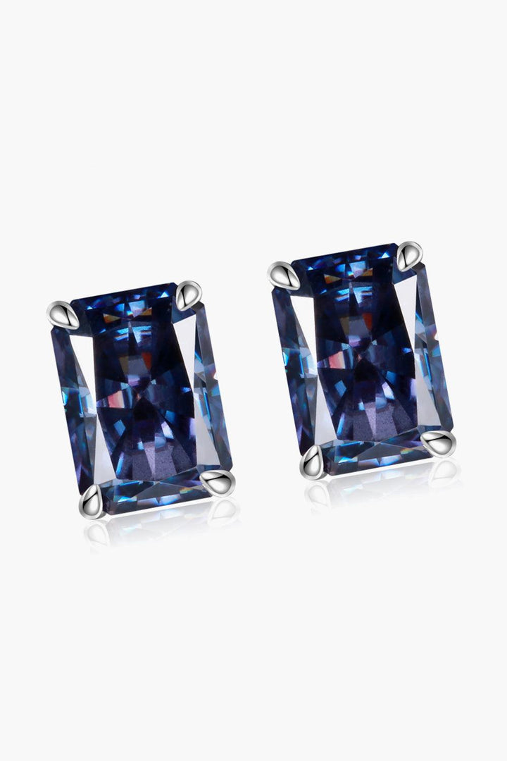 2 Carat Rectangle Moissanite 4-Prong Stud Earrings - Trendha