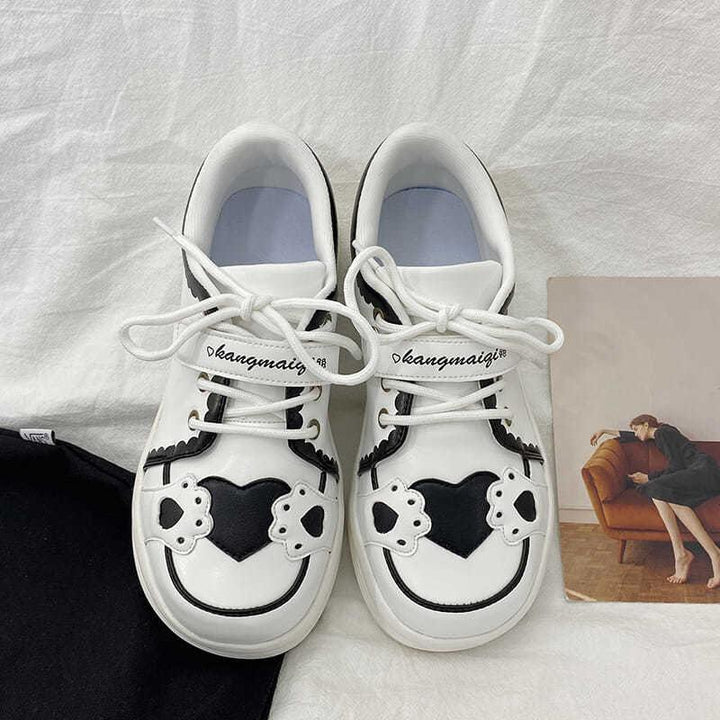 Women's Fashionable Thick Sole Sports White Shoes - Trendha