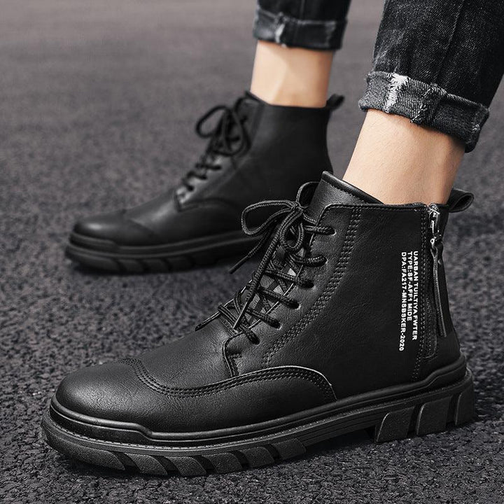 High-top tooling men's boots British style desert shoes - Trendha