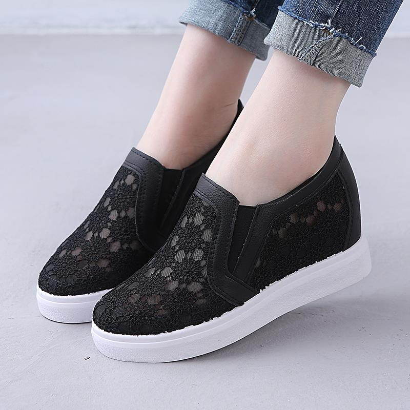 Increased Inner White Shoes Wild Lazy Casual Hollow And Breathable - Trendha